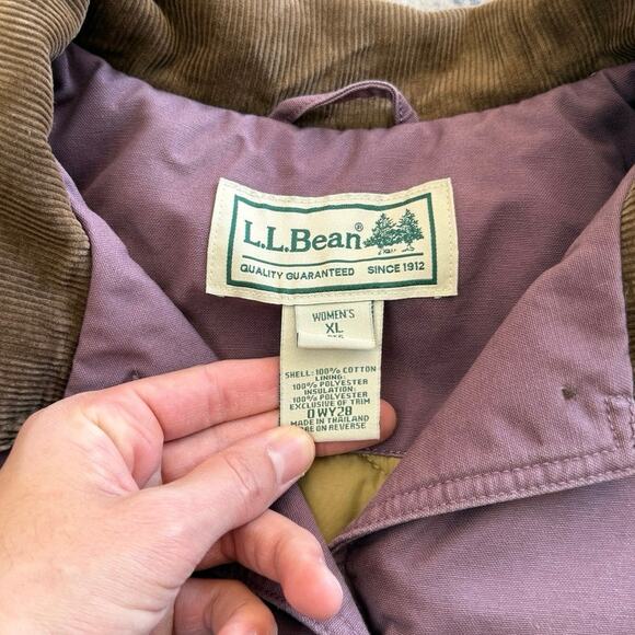 Vintage L.L. Bean Womens Barn Chore Coat Jacket Corduroy Purple XL Quilt Lined - Picture 4 of 11